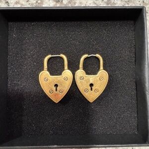 Ask & Embla Heart-Shaped Gold Padlock Earrings
